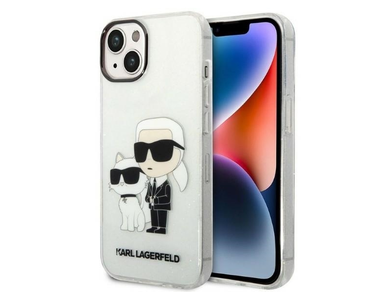 Karl Lagerfeld Glitter Karl&Choupette Hülle Für Iphone 14 Plus - Transparent