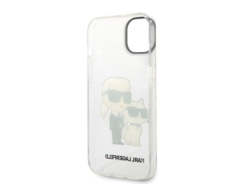 Karl Lagerfeld Glitter Karl&Choupette Cover Til Iphone 14 Plus - Gennemsigtig