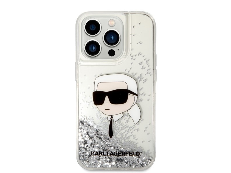 Karl Lagerfeld Glitter Karl's Head Etui Til Iphone 14 Pro Max - Sølv