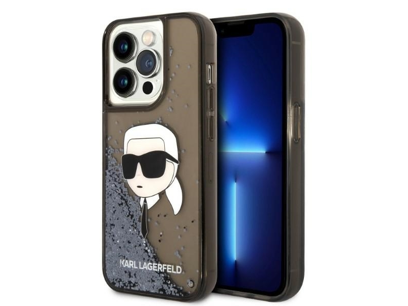 Karl Lagerfeld Glitter Karl’S Hoved Cover Til Iphone 14 Pro Max - Sort