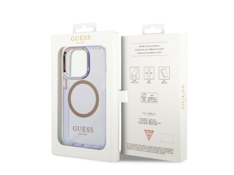 Guess Gold Outline Durchsichtiges Magsafe Case Für Iphone 14 Pro Max 6.7&Quot - Lila