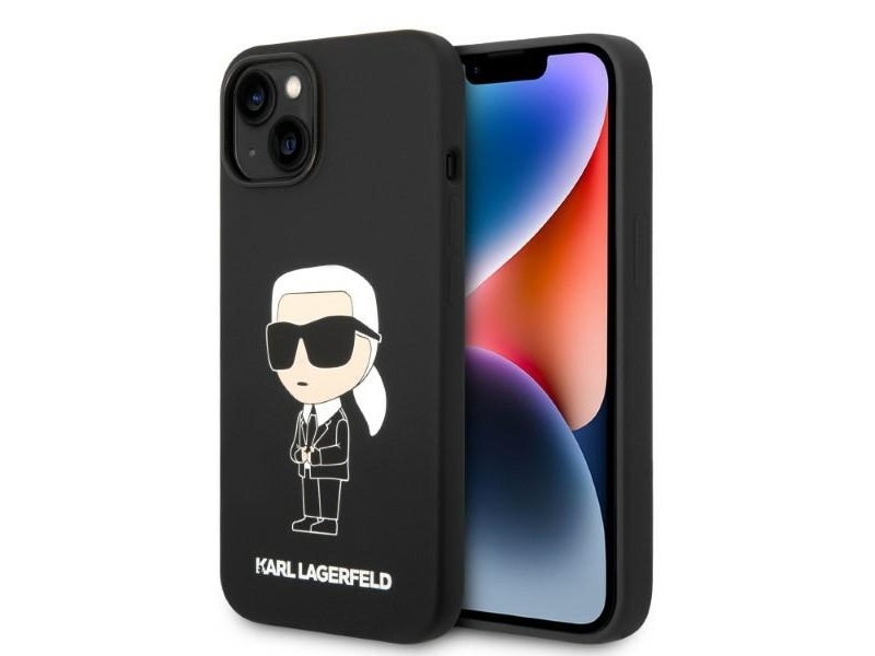 Karl Lagerfeld KLHMP14MSNIKBCK iPhone 14 Plus 6.7 kovakotelo sort/sort Silikone Ikonik Magsafe Silikone Ikonik Magsafe