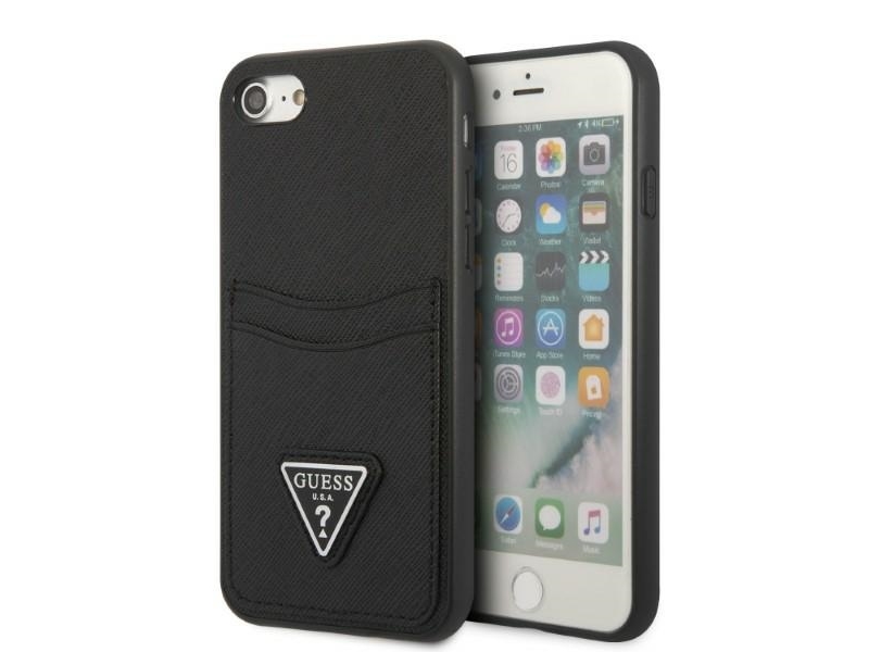 Guess Guhci8psatpk Iphone 7/8 Se 2020 / Se 2022 Hardcase - Sort/Sort Hardcase Saffiano Trekant Logo + Kortholder