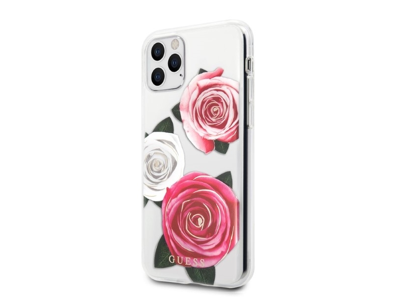 Guess Guhcn58rostrt Iphone 11 Pro Gennemsigtig Hård Cover Flower Desire Pink & White Rose