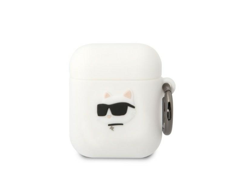 Karl Lagerfeld KLA2RUNCHH cover til AirPods 1/2 - hvid/hvid silikone Choupette Head 3D