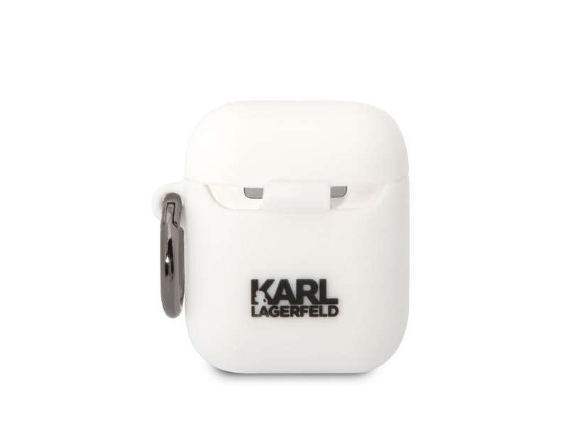 Karl Lagerfeld KLA2RUNCHH cover til AirPods 1/2 - hvid/hvid silikone Choupette Head 3D