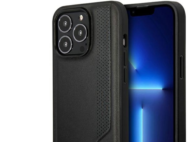 Cover Bmw Bmhcp14l22rbdk Til Iphone 14 Pro 6,1&Quot Black/Black Hardcase Læder - Blå Prikker