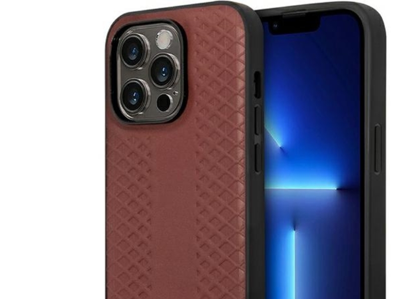 Hülle Bmw Bmhcp14l22rfgr Für Iphone 14 Pro 6,1" - Burgund/Burgund Leder Diamantmuster