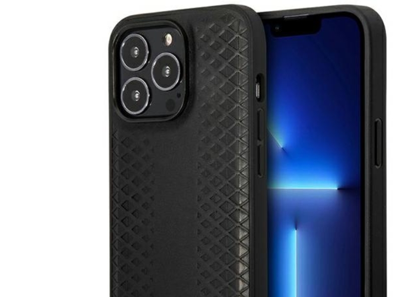 Case Bmw Bmhmp14x22rfgk Für Iphone 14 Pro Max 6.7" Schwarz/Schwarz Leder Diamantmuster Magsafe