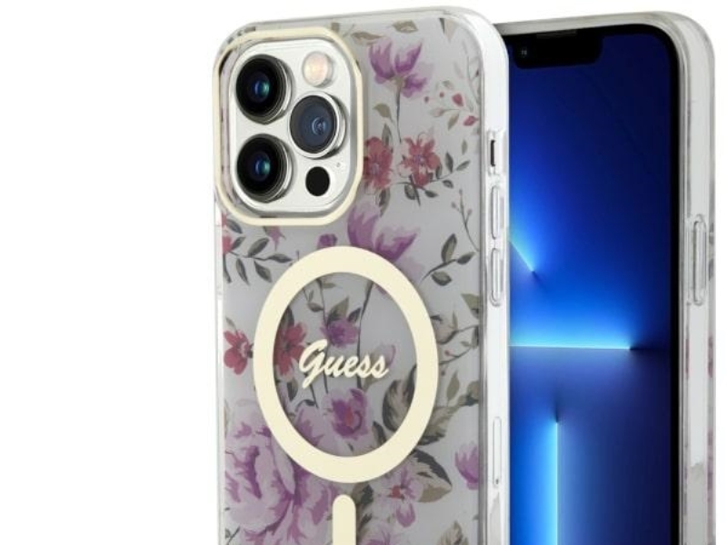 Guess Guhmp14lhcfwst Iphone 14 Pro 6.1" Transparent Hardcase Flower Magsafe