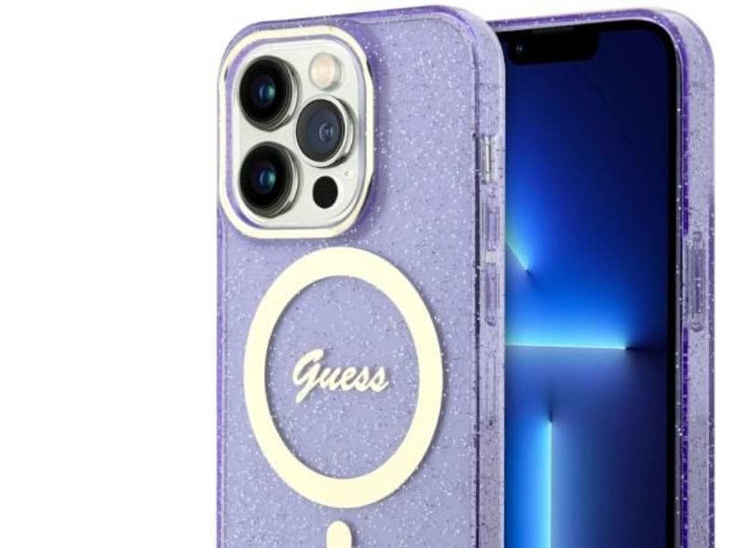 Guess Guhmp14lhcmcgu Hartschalenetui Mit Glitter Gold Magsafe Für Iphone 14 Pro 6.1" - Lila/Violett