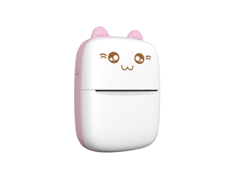 Hurtel Mini Kot termisk etikettprinter med Bluetooth till telefon Fun Print rosa Mini Kot