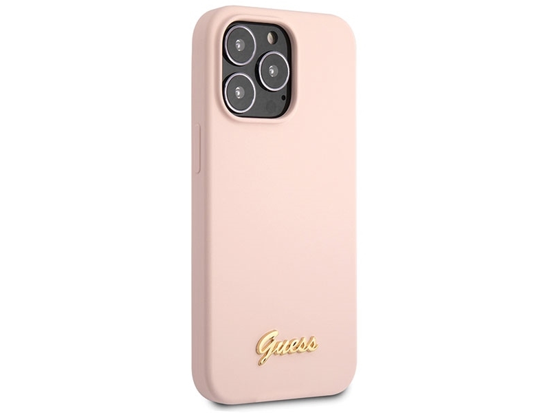 Guess Guhcp13xlslmglp Iphone 13 Pro Max 6,7" Hardcase Light Pink/Light Pink Mit Silicone Script Gold Logo