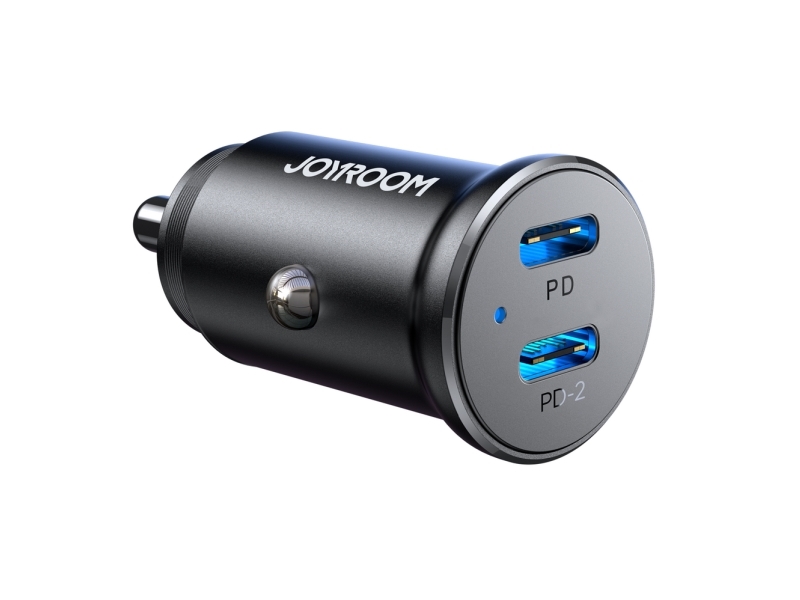 Joyroom JR-CCN06 30W 2x USB-C mini car charger metal - black