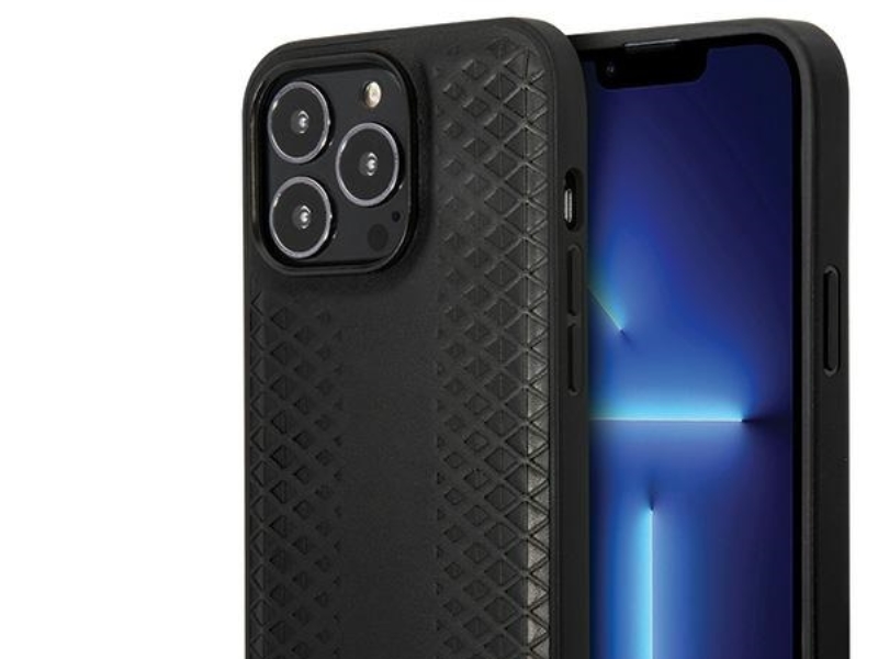 Bmw Leder Diamond-Pattern Case Für Iphone 14 Pro - Schwarz