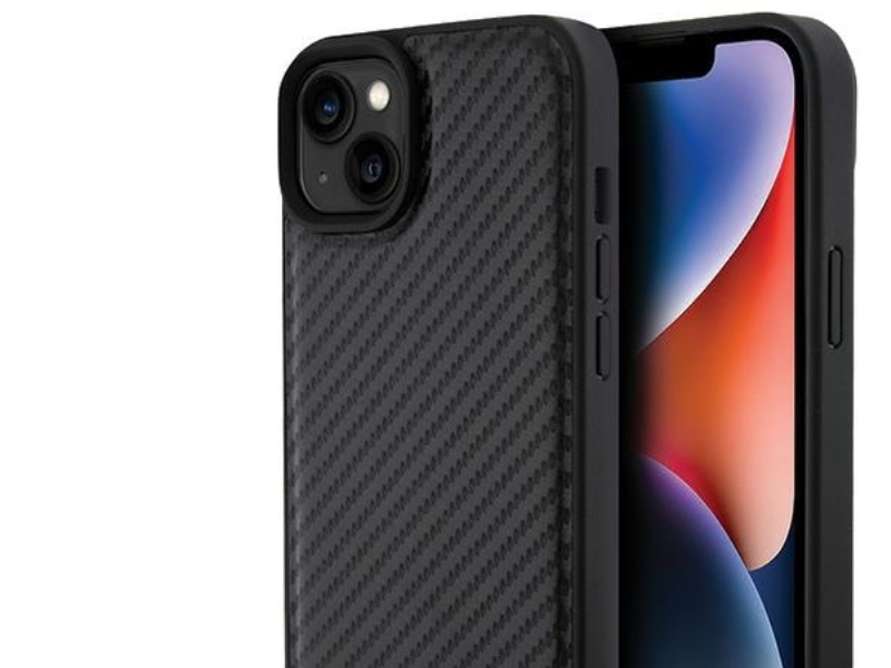 Bmw Læder Carbon Etui Til Iphone 15 Plus – Sort