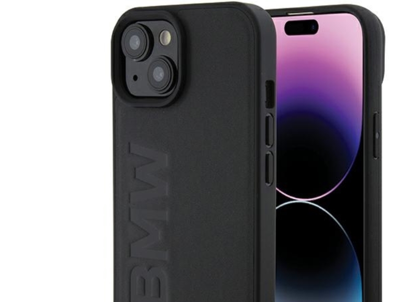 Bmw Leder Hot Stamp Case Für Iphone 15 Plus - Schwarz