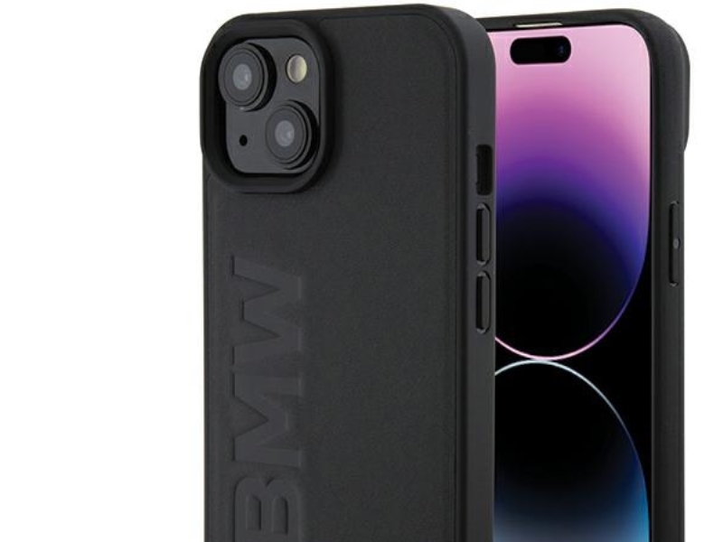 Bmw Leder Hot-Stamp Case Für Iphone 15 - Schwarz