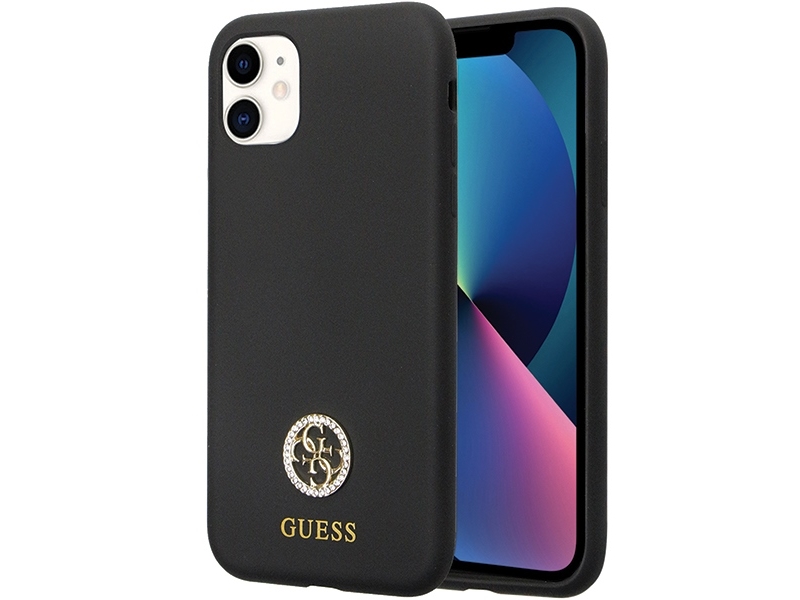 Guess Guhcn614dgpk Cover Til Iphone 11 / Xr - Sort Silikone Logo Strass 4G