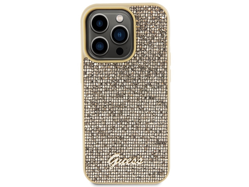 Guess Disco Metal Script Cover Til Iphone 15 Pro - Guld