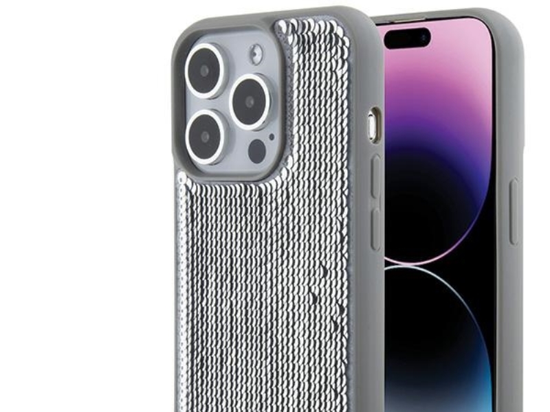 Guess Sequin Script Metalcover Til Iphone 15 Pro Max - Sølv