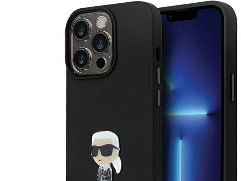 Karl Lagerfeld Klhcp13lsmhknpk Cover Til Iphone 13 Pro / 13 - Sort Silikone Ikonik Metalstift