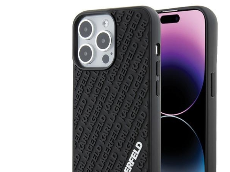Karl Lagerfeld 3D Rubber Multi Logo Case Für Iphone 15 Pro Max - Schwarz