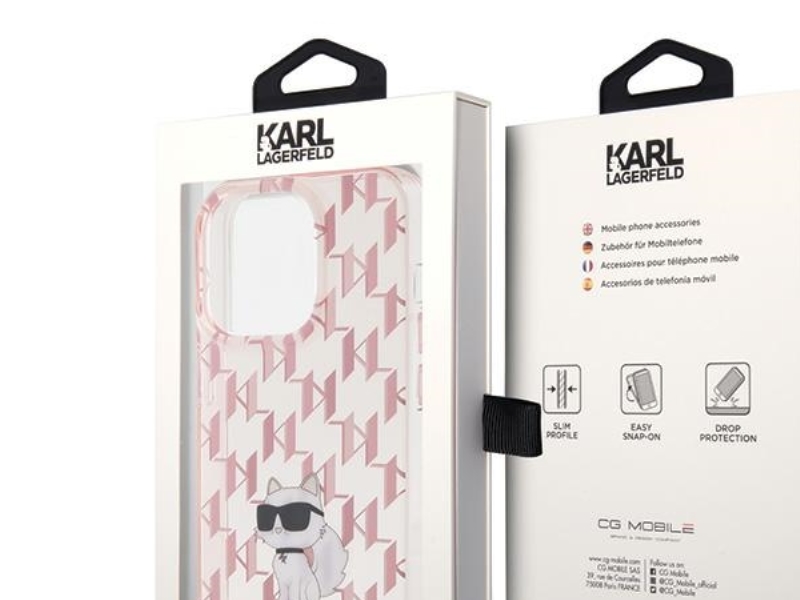 Karl Lagerfeld Monogram Choupette Cover Til Iphone 15 Pro Max - Pink