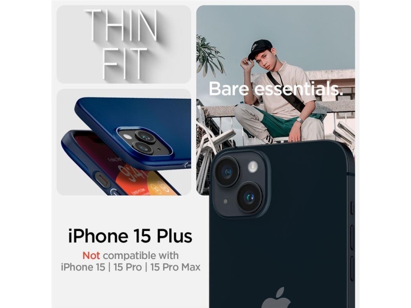 Spigen Thin Fit cover til iPhone 15 Plus - Blå