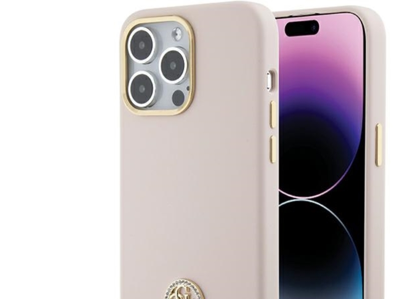 Guess Silikone Logo Strass 4G Cover Til Iphone 15 Pro Max - Pink