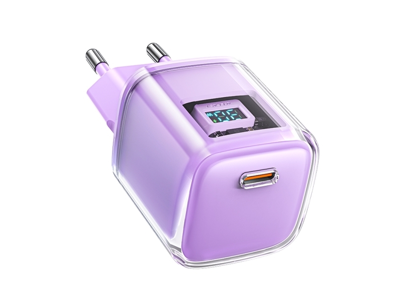 Acefast A53 Pd 30W Gan Usb-C Oplader Med Display - Lilla