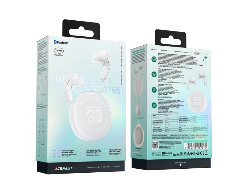 Acefast T9 Bluetooth 5.3 Trådløse In-Ear Hovedtelefoner - Hvid