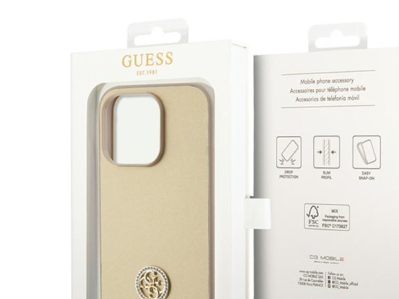 Guess Guhcp15xps4dgpd Iphone 15 Pro Max 6,7" Hardshell Strass Metal Logo - Guld/Guld