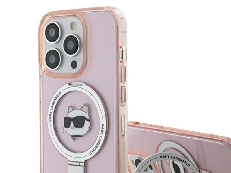 Karl Lagerfeld Klhmp15lhmrschp Iphone 15 Pro 6,1" Hårdt Cover Med Ringstativ Choupette Head - Pink/Pink Magsafe