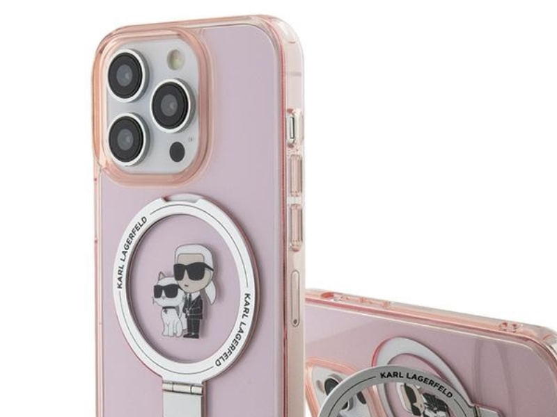 Karl Lagerfeld Klhmp15lhmrskcp Iphone 15 Pro 6,1" Pink/Pink Hardcase Ring Stand Karl&Choupette Magsafe