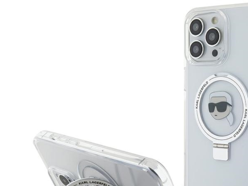 Karl Lagerfeld Klhmp15lhmrskhh Iphone 15 Pro 6,1" Hårdtcover Med Ringstativ Karl Head Magsafe - Hvid/Hvid