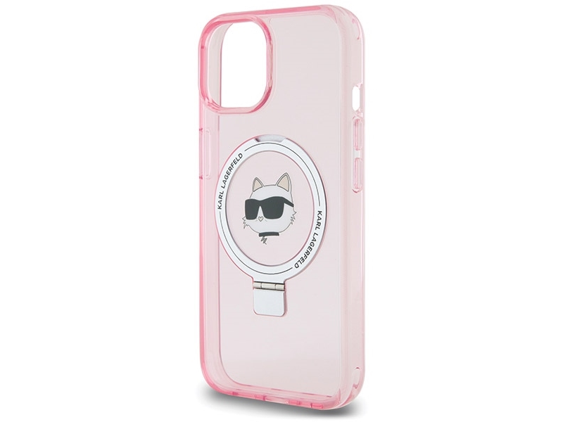 Karl Lagerfeld Klhmp15shmrschp Iphone 15 6,1" Pink/Pink Hardcase Ringstander Choupette Head Magsafe