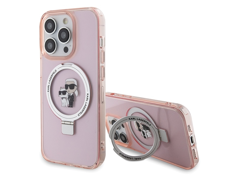 Karl Lagerfeld Klhmp15xhmrskcp Iphone 15 Pro Max 6,7" Pink/Pink Hardcase Med Ringholder Karl&Choupette Magsafe - Pink