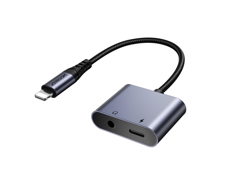 Joyroom Sy-L01 Lightning Auf Lightning / 3,5 Mm Mini-Klinke Dac-Adapter 2In1 - Schwarz