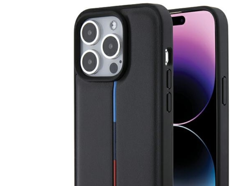 Bmw Gesteppte Tricolor-Hülle Für Iphone 15 Pro - Schwarz