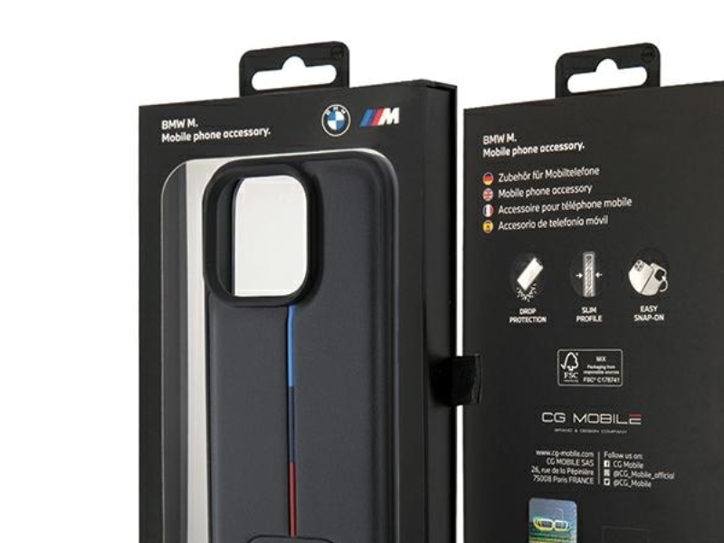 Bmw Quiltet Tricolor Cover Til Iphone 15 Pro - Sort