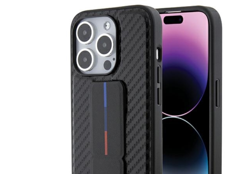 Bmw Grip Stand Smooth & Carbon Cover Til Iphone 15 Pro - Sort