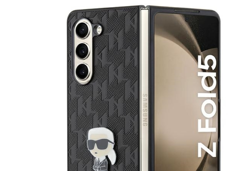 Karl Lagerfeld Saffiano Monogram Ikonik Pin Case Für Samsung Galaxy Z Fold 5 - Schwarz