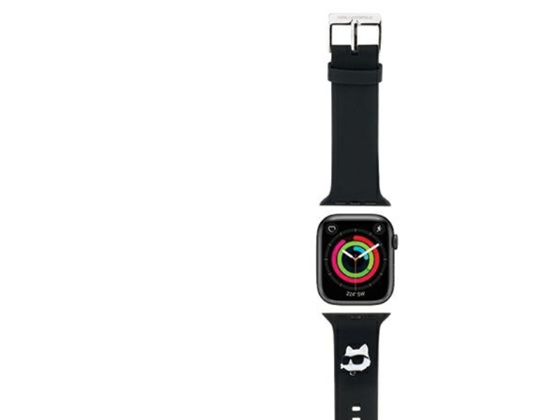 Karl Lagerfeld Armband Klawlslcnk Apple Watch 42/44/45/49Mm Schwarz/Schwarz Armband 3D Gummi Choupette Kopf