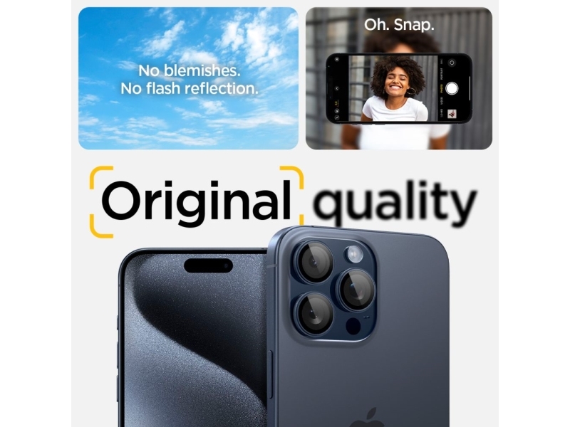 Osłona Aparatu Aparatu Spigen Optik.Tr Ez Fit Camera Protector Na Iphone 14 Pro / Pro Max / 15 Pro / Pro Max - Tytan Błękitny 2 Szt.