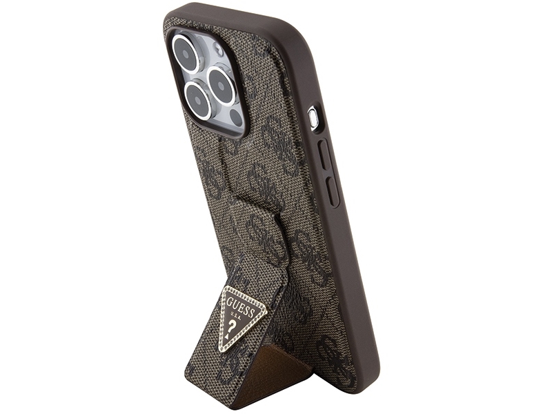 Guess Grip Stand 4G Dreieck-Strass Case Für Iphone 15 Pro - Braun