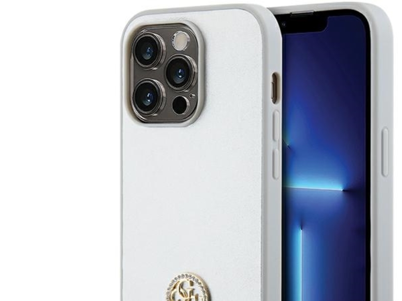 Guess Strass Metal Logo Cover Til Iphone 15 Pro - Sølv