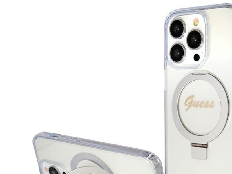 Guess Ring Stand Script Glitter Magsafe Case Für Iphone 15 Pro - Transparent