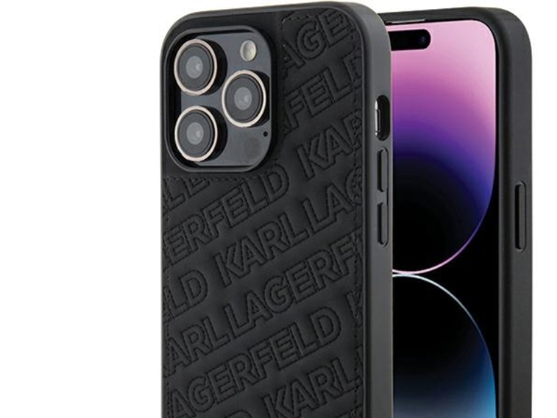 Karl Lagerfeld Quiltet K-Mønster Iphone 15 Pro-Etui - Sort