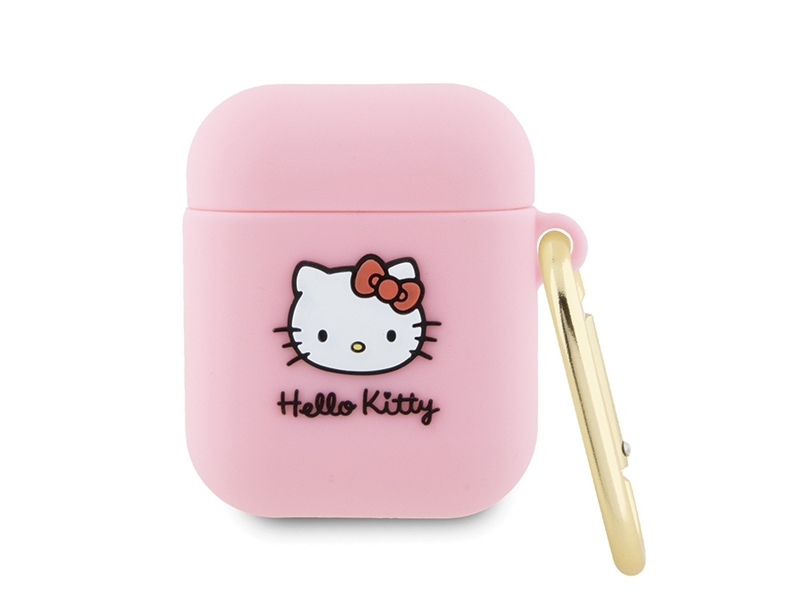 Hello Kitty HKA23DKHSP cover til Airpods 1/2 lyserød/lyserød silikone 3D kitty hoved